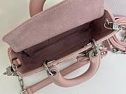 Fortok Dioramour Lady D-Joy Mini Bag Pink Cannage Lambskin Embroidered with Multicolor Doves & Roses Motif 19x10x5.5cm - 3
