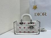Fortok Dioramour Lady D-Joy Bag White Cannage Lambskin Embroidered with Multicolor Doves & Roses Motif 22x12x6cm - 1