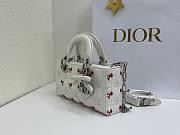 Fortok Dioramour Lady D-Joy Bag White Cannage Lambskin Embroidered with Multicolor Doves & Roses Motif 22x12x6cm - 4