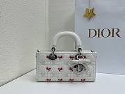 Fortok Dioramour Lady D-Joy Bag White Cannage Lambskin Embroidered with Multicolor Doves & Roses Motif 22x12x6cm - 5