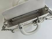 Fortok Dioramour Lady D-Joy Bag White Cannage Lambskin Embroidered with Multicolor Doves & Roses Motif 22x12x6cm - 3
