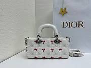 Fortok Dioramour Lady D-Joy Bag White Cannage Lambskin Embroidered with Multicolor Doves & Roses Motif 22x12x6cm - 2