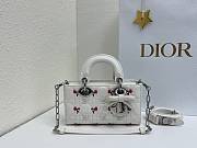 Fortok Dioramour Lady D-Joy Mini Bag White Cannage Lambskin Embroidered with Multicolor Doves & Roses Motif 19x10x5.5cm - 1