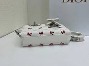 Fortok Dioramour Lady D-Joy Mini Bag White Cannage Lambskin Embroidered with Multicolor Doves & Roses Motif 19x10x5.5cm - 5