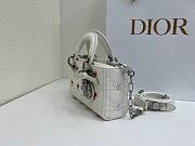 Fortok Dioramour Lady D-Joy Mini Bag White Cannage Lambskin Embroidered with Multicolor Doves & Roses Motif 19x10x5.5cm - 4