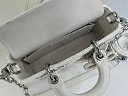 Fortok Dioramour Lady D-Joy Mini Bag White Cannage Lambskin Embroidered with Multicolor Doves & Roses Motif 19x10x5.5cm - 3