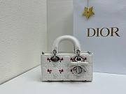 Fortok Dioramour Lady D-Joy Mini Bag White Cannage Lambskin Embroidered with Multicolor Doves & Roses Motif 19x10x5.5cm - 2