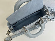 Fortok Dioramour Lady D-Joy Mini Bag Blue Cannage Lambskin Embroidered with Multicolor Doves & Roses Motif 19x10x5.5cm  - 4