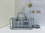 Fortok Dioramour Lady D-Joy Bag Blue Cannage Lambskin Embroidered with Multicolor Doves & Roses Motif 22x12x6cm - 1