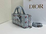 Fortok Dioramour Lady D-Joy Bag Blue Cannage Lambskin Embroidered with Multicolor Doves & Roses Motif 22x12x6cm - 5