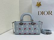 Fortok Dioramour Lady D-Joy Bag Blue Cannage Lambskin Embroidered with Multicolor Doves & Roses Motif 22x12x6cm - 4