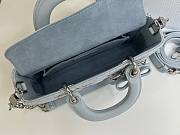 Fortok Dioramour Lady D-Joy Bag Blue Cannage Lambskin Embroidered with Multicolor Doves & Roses Motif 22x12x6cm - 2
