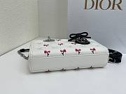 Fortok Dioramour Lady D-Joy Bag White/Black Cannage Lambskin Embroidered with Multicolor Doves & Roses Motif 22x12x6cm - 6