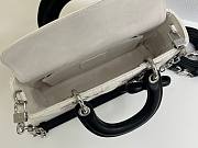 Fortok Dioramour Lady D-Joy Bag White/Black Cannage Lambskin Embroidered with Multicolor Doves & Roses Motif 22x12x6cm - 5