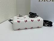 Fortok Dioramour Lady D-Joy Mini Bag White/Black Cannage Lambskin Embroidered with Multicolor Doves & Roses Motif 19x10x5.5cm - 6
