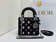 Fortok Dior Mini Lady Dior Bag Black Cannage Lambskin Embroidered with Multicolor Doves & Roses Motif 18 x 15 x 7 cm - 1
