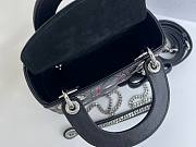 Fortok Dior Mini Lady Dior Bag Black Cannage Lambskin Embroidered with Multicolor Doves & Roses Motif 18 x 15 x 7 cm - 2