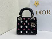 Fortok Dior Mini Lady Dior Bag Black Cannage Lambskin Embroidered with Multicolor Doves & Roses Motif 18 x 15 x 7 cm - 3