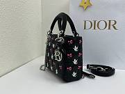 Fortok Dior Mini Lady Dior Bag Black Cannage Lambskin Embroidered with Multicolor Doves & Roses Motif 18 x 15 x 7 cm - 4