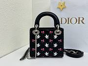 Fortok Dior Mini Lady Dior Bag Black Cannage Lambskin Embroidered with Multicolor Doves & Roses Motif 18 x 15 x 7 cm - 6