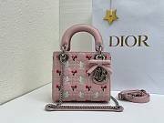 Fortok Dior Mini Lady Dior Bag Pink Cannage Lambskin Embroidered with Multicolor Doves & Roses Motif 18 x 15 x 7 cm - 1