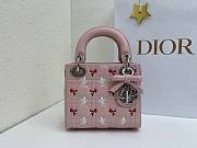 Fortok Dior Mini Lady Dior Bag Pink Cannage Lambskin Embroidered with Multicolor Doves & Roses Motif 18 x 15 x 7 cm - 2