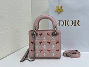 Fortok Dior Mini Lady Dior Bag Pink Cannage Lambskin Embroidered with Multicolor Doves & Roses Motif 18 x 15 x 7 cm - 3
