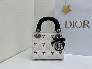 Fortok Dior Mini Lady Dior Bag White/Black Cannage Lambskin Embroidered with Multicolor Doves & Roses Motif 18 x 15 x 7 cm - 6