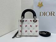 Fortok Dior Mini Lady Dior Bag White/Black Cannage Lambskin Embroidered with Multicolor Doves & Roses Motif 18 x 15 x 7 cm - 5
