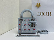 Fortok Dior Mini Lady Dior Bag Blue Cannage Lambskin Embroidered with Multicolor Doves & Roses Motif 18 x 15 x 7 cm - 1