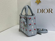 Fortok Dior Mini Lady Dior Bag Blue Cannage Lambskin Embroidered with Multicolor Doves & Roses Motif 18 x 15 x 7 cm - 6