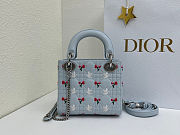 Fortok Dior Mini Lady Dior Bag Blue Cannage Lambskin Embroidered with Multicolor Doves & Roses Motif 18 x 15 x 7 cm - 3