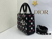 Fortok Dior Small Lady Dior Bag Black Cannage Lambskin Embroidered with Multicolor Doves & Roses Motif 18 x 15 x 7 cm - 5
