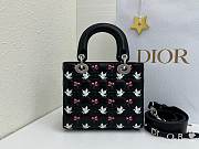 Fortok Dior Small Lady Dior Bag Black Cannage Lambskin Embroidered with Multicolor Doves & Roses Motif 18 x 15 x 7 cm - 2