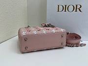 Fortok Dior Small Lady Dior Bag Pink Cannage Lambskin Embroidered with Multicolor Doves & Roses Motif 18 x 15 x 7 cm - 3