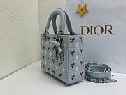 Fortok Dior Small Lady Dior Bag Blue Cannage Lambskin Embroidered with Multicolor Doves & Roses Motif 18 x 15 x 7 cm - 6