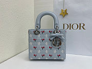Fortok Dior Small Lady Dior Bag Blue Cannage Lambskin Embroidered with Multicolor Doves & Roses Motif 18 x 15 x 7 cm - 5