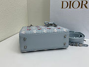 Fortok Dior Small Lady Dior Bag Blue Cannage Lambskin Embroidered with Multicolor Doves & Roses Motif 18 x 15 x 7 cm - 3