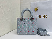 Fortok Dior Small Lady Dior Bag Blue Cannage Lambskin Embroidered with Multicolor Doves & Roses Motif 18 x 15 x 7 cm - 2