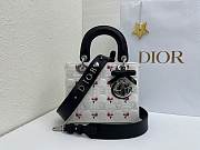 Fortok Dior Small Lady Dior Bag White/Black Cannage Lambskin Embroidered with Multicolor Doves & Roses Motif 18 x 15 x 7 cm - 1