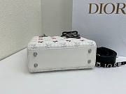 Fortok Dior Small Lady Dior Bag White/Black Cannage Lambskin Embroidered with Multicolor Doves & Roses Motif 18 x 15 x 7 cm - 5