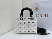 Fortok Dior Small Lady Dior Bag White/Black Cannage Lambskin Embroidered with Multicolor Doves & Roses Motif 18 x 15 x 7 cm - 4