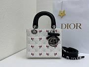Fortok Dior Small Lady Dior Bag White/Black Cannage Lambskin Embroidered with Multicolor Doves & Roses Motif 18 x 15 x 7 cm - 2