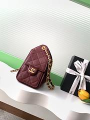 Fortok Chanel 25 Mini Hobo Bag Burgundy 20x22x12.5cm - 3