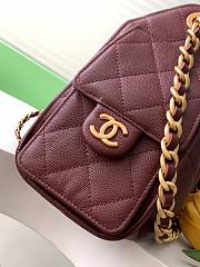 Fortok Chanel 25 Mini Hobo Bag Burgundy 20x22x12.5cm - 2