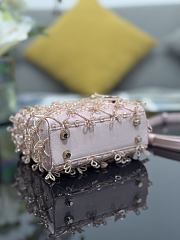 Fortok Dior Mini Lady Dior Bag Soft Pink Bead Embroidery 12 x 10.2 x 5cm - 6