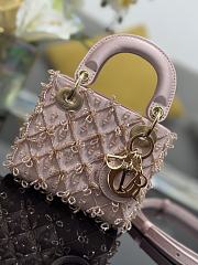 Fortok Dior Mini Lady Dior Bag Soft Pink Bead Embroidery 12 x 10.2 x 5cm - 5