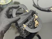 Fortok Dior Mini Lady Dior Bag Black Bead Embroidery 12 x 10.2 x 5cm - 6