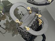 Fortok Dior Mini Lady Dior Bag Black Bead Embroidery 12 x 10.2 x 5cm - 5