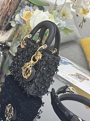 Fortok Dior Mini Lady Dior Bag Black Bead Embroidery 12 x 10.2 x 5cm - 4